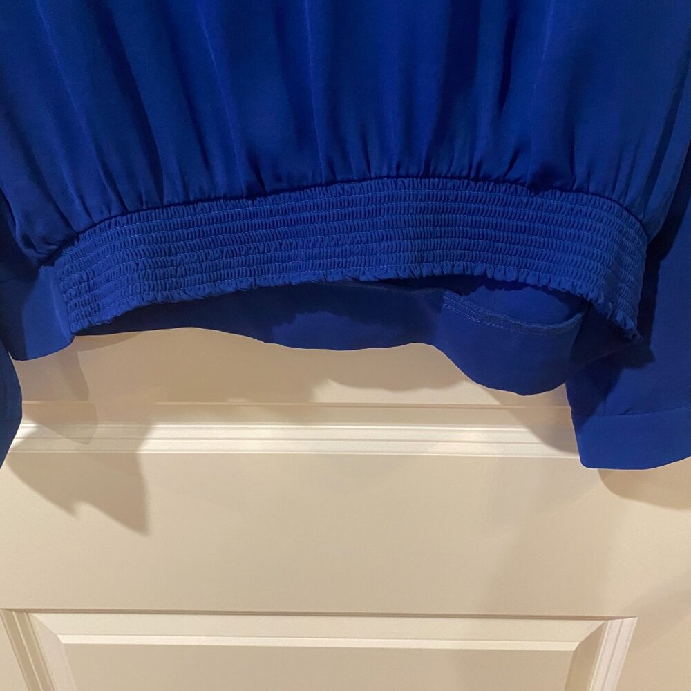 Bebe Royal Blue Wrap Crossover Top Size Large - Picture 9 of 11